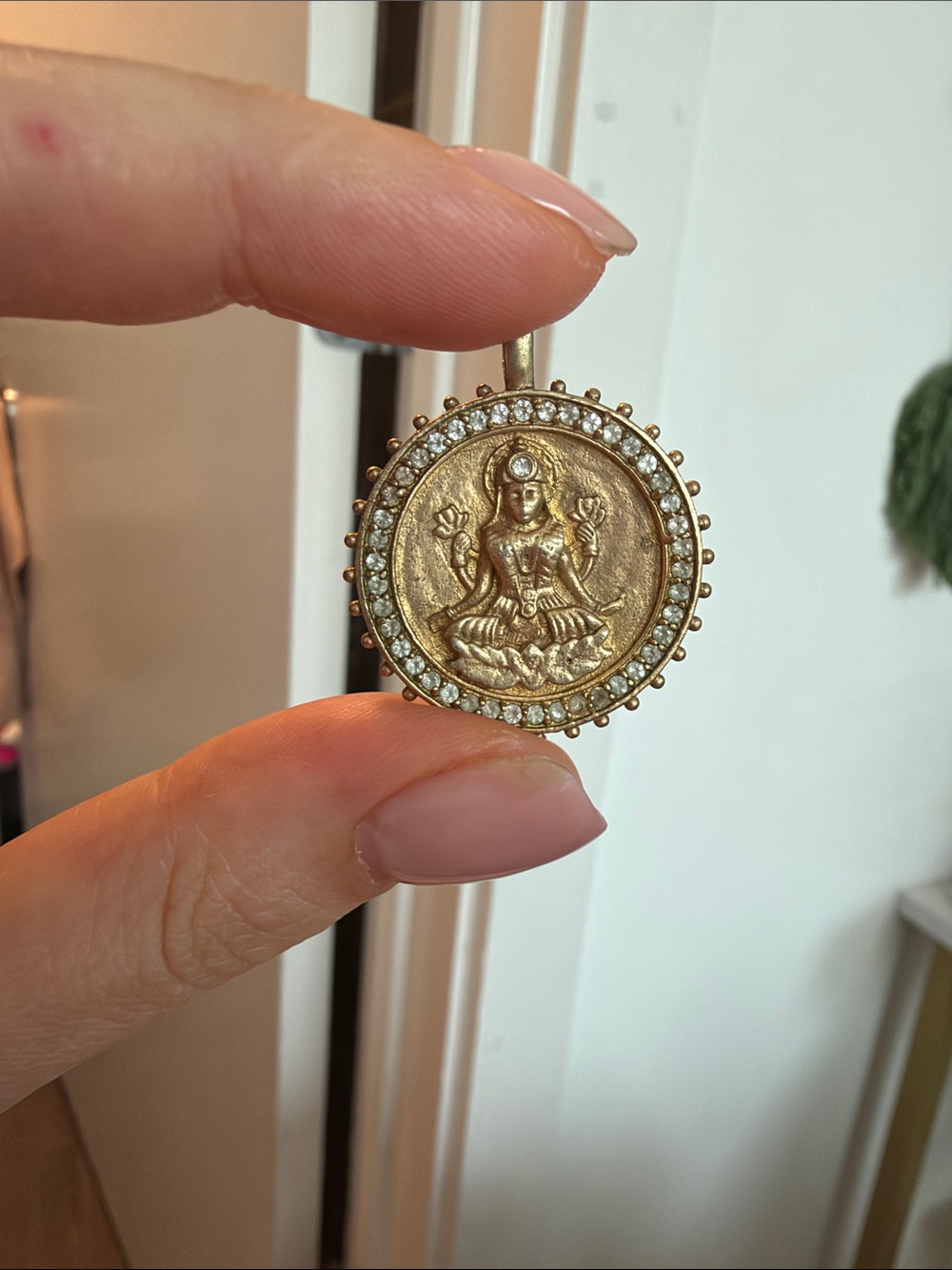 Satya jewelry Goddess Medallion Pendant with Crystal Halo